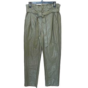 Common Assembly Faux Vegan PU Leather Pants Paperbag Waist Size M